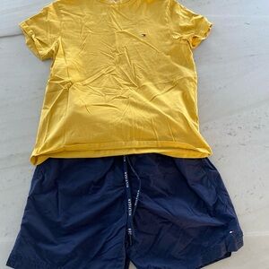 Tommy Hilfiger Bright Yellow Tee and Dark Blue Swim Shorts